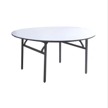 China Modern 1.8m Diameter White PVC Foam Top and Steel Leg Folding Table for Party or Wedding Plastic Round Table manufacturer
