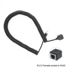 China RJ12 6P6C male to RJ45 female socket coiled cords manufacturer