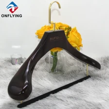 China Glossy Brown Custom Clothes Luxury Men Suit Large Wooden Hangers Factory Supplier manufacturer