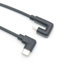 Çin 180 Derece Sağ Açı USB tip C'den Yıldırım Oyun Kablosuna iPhone, iPad için uyumlu üretici firma