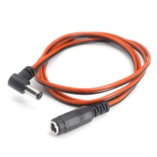 China Custom 90 degree right angle DC 5.5x2.1x12 mm plug to 5.5x2.1 mm dc jack cable,UL2468 18AWG manufacturer
