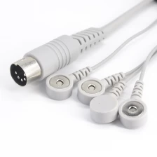 China 5pin Din snap type magnetic ECG EMG EKG Cable lead wire for electrode face mask and electrode pads manufacturer