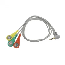 中国 定制 3 引线 ECG EEG EKG EMG 母扣电缆，带 3.5 毫米立体声音频插孔中国工厂 制造商