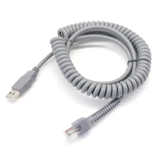 porcelana Cable de extensión en espiral en espiral USB A a RJ45 RJ48 RJ50 10P10C para escáner de código de barras Symbol Ls2208 fabricante