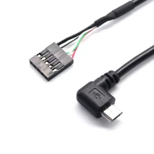 Çin 90 derece Sağ/Sol Açı Mikro USB 5 Pin Erkek dupont 2.54mm Başlık Anakart Dişi Kablo üretici firma