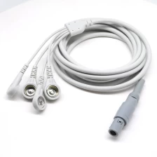 China 4Pin lemo medical cable to 3.9mm 10.0mm ecg eeg ekg emg cable leadwire for silicone electrode pad manufacturer