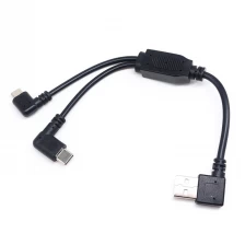 الصين مخصص الزاوية اليمنى USB A إلى زاوية USB C  90 درجة زاوية Micro B كابل الفاصل الصانع