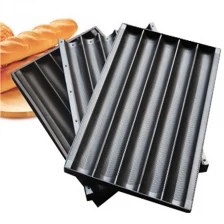 China Commercial Non-stick Stainless Steel Frame French Bread Tray Bakeware Pan Baguette Chain manufacturer