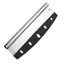 China Semicircle Curled Metal Pizza Cutter Sharp Rocker Blade With Plastic Cover Cake Knife Premium Stainless Steel Wheel Pizza Cutter manufacturer