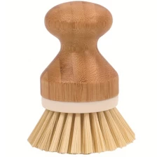China Bamboo Handle Clean Scrubber Mini Flour Scrub Coconut Bristles Scrubber Cleaning Brush manufacturer