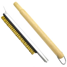 China Heavy Duty Pizza Oven Cleaning Brush With Long Wood Handle Detachable Pizza Stone Brush manufacturer