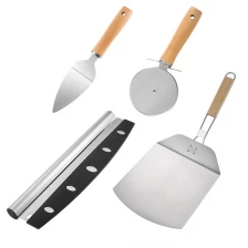 China Baking Tool Rolls Cut Pizza Non-Stick Handle Round Pizza Roller Cutter Household Safety Stainless Steel Pizza Lifter manufacturer