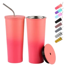 China 304 SS New Design Reusable No Handle Vacuum Insulated Girly Drinking Coffee Sippy Cups With Straw manufacturer
