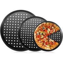 China Wholesale 16 Inch Reusable Pizza Serving Pans Aluminum Pizza Tray With Holes manufacturer