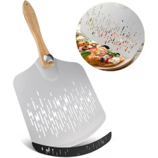 China Restaurant 14 Inch Anodized Aluminum Wooden Pizza Dough Trays manufacturer