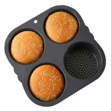 China Homemade Reusable 4/6/7 Cups Bread Pans Cupcakes Moulds Silicone Hamburger Mold manufacturer