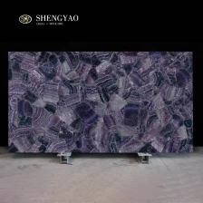 China Streifen-Textur-lila Fluorit-Edelsteinplatte Hersteller