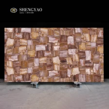 China Textura de listra Petrified Wood Gemstone laje fabricante