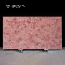 China Rose Quartz Pink Crystal Gemstone Slab manufacturer