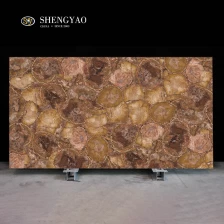 China Textura redonda Petrified Wood Gemstone laje fabricante