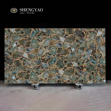 China Luxury Labradorite With Gold Foil Gemstone Slab manufacturer