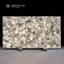 China Laje de pedra preciosa de cristal esfumaçado de cor clara fabricante