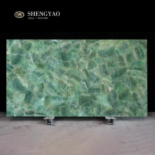 China Laje de pedra preciosa de fluorita verde texturizada fabricante