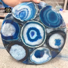 porcelana Tablero de mesa de ágata azul sólido personalizado fabricante
