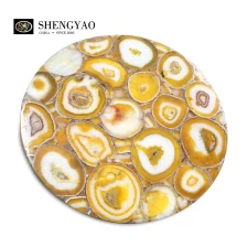 China Tampo de mesa de ágata amarela de bancada de pedra preciosa à venda fabricante