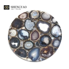 porcelana Venta al por mayor de mesa de piedras preciosas de ágata gris natural fabricante
