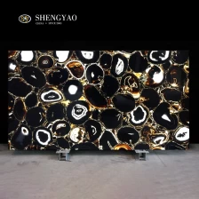 China Backlit Black Agate Semi Precious Stone Slab manufacturer