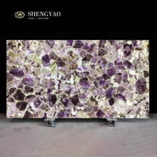China Laje de pedra ametista de pedra preciosa retroiluminada, fabricante de lajes de pedra semipreciosa fabricante