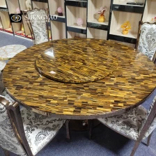 Cina Grande tavolo da pranzo in pietra occhio di tigre giallo, mobili in pietra semipreziosa produttore
