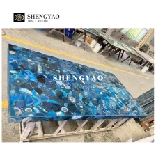 China Blue Agate Gemstone Stone Kitchen Countertops Customized manufacturer