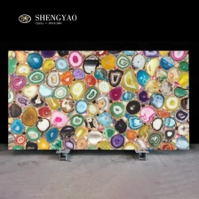 China Multicolor Outlined Agate Slab With Gold Left | Semiprecious Stone Slabs manufacturer