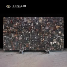 Trung Quốc Tấm gỗ hoá thạch đen Tấm gỗ hoá thạch Bán buôn tấm đá quý nhà chế tạo