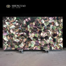 Китай Плита полудрагоценного камня зеленого фиолетового флюорита с подсветкой, стеновая панель из драгоценных камней производителя