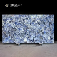 porcelana Venta al por mayor Losa de piedras preciosas de aventurina azul retroiluminada,Panel de pared de piedra semipreciosa fabricante