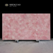 China Painel de parede de quartzo rosa polido laje de pedra semipreciosa fabricante