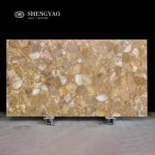 Cina Lastra di pietre preziose di corallite fossile naturale Astroies, grande pannello a parete in pietra semipreziosa per lucidatura produttore
