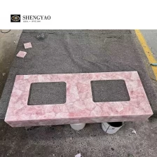 中国 定制粉红水晶洗手台半宝石台面 制造商