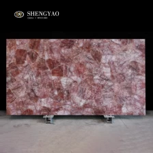 China Personalizar lajes de quartzo hematóide vermelho de quartzo de fogo, fabricante de laje de pedra semipreciosa China fabricante