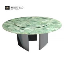 porcelana Venta al por mayor de mesa de comedor de fluorita verde de cuarzo con piedras preciosas naturales,fabricante de muebles de piedra semipreciosa redonda de China fabricante