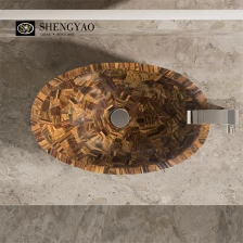 China Lavatório de pedra olho de tigre de personalização Pia de pedra semipreciosa/lavatório de pedras preciosas Fabricante China fabricante