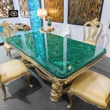 China Mesa de jantar luxuosa de malaquita verde, fabricante de móveis de malaquita China fabricante