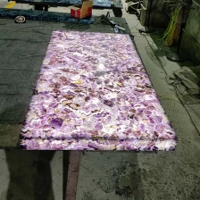 China Von hinten beleuchtete Amethyst-Arbeitsplatte, Hersteller von durchscheinenden lila Kristall-Edelstein-Arbeitsplattenplatten Hersteller