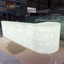 Китай Полупрозрачный белый кристалл с подсветкой Кварцевая барная стойка | Фабрика столешниц из драгоценных камней в Китае производителя