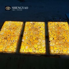 ຈີນ Backlit Yellow Agate Stone Countertop | Translucent Semi Precious Stone Countertop Slabs ຜູ້ຜະລິດຜູ້ຜະລິດປະເທດຈີນ ຜູ້ຜະລິດ