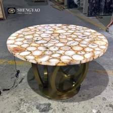 Китай Обеденный стол из белого агата с твердой поверхностью и подсветкой | Производитель и поставщик мебели из драгоценных камней производителя