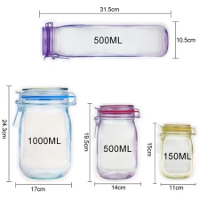 China Stand Up Clear Front Mason Jar Pattern Zipper Mylar Bag Plastic Pouch Cute Bottle Shape Reusable Bag manufacturer